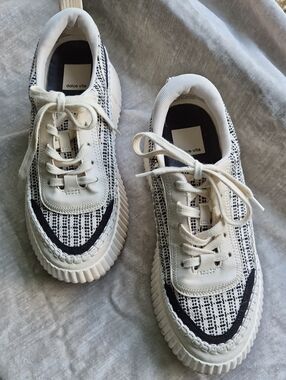 Dolce Vita White & Black Lace-Up Sneakers